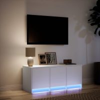 vidaXL Tv-bänk med LEDs vit 97x34x40 cm konstruerat trä - Bild 5