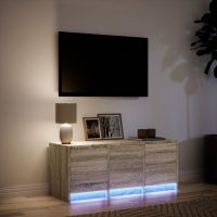 vidaXL Tv-bänk med LEDs sonoma-ek 97x34x40 cm konstruerat trä - Bild 5