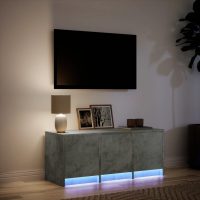 vidaXL Tv-bänk med LEDs betonggrå 97x34x40 cm konstruerat trä - Bild 5