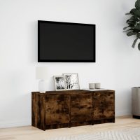 vidaXL Tv-bänk med LEDs rökfärgad ek 97x34x40 cm konstruerat trä - Bild 4