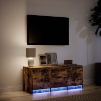 vidaXL Tv-bänk med LEDs rökfärgad ek 97x34x40 cm konstruerat trä - Bild 5