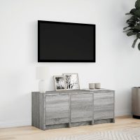 vidaXL Tv-bänk med LEDs grå sonoma 97x34x40 cm konstruerat trä - Bild 4