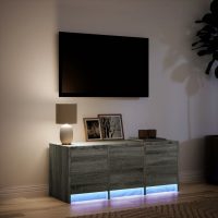 vidaXL Tv-bänk med LEDs grå sonoma 97x34x40 cm konstruerat trä - Bild 5