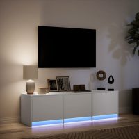 vidaXL Tv-bänk med LEDs vit 140x34x40 cm konstruerat trä - Bild 5