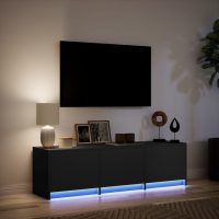 vidaXL Tv-bänk med LEDs svart 140x34x40 cm konstruerat trä - Bild 5