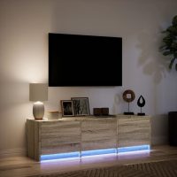 vidaXL Tv-bänk med LEDs sonoma-ek 140x34x40 cm konstruerat trä - Bild 5