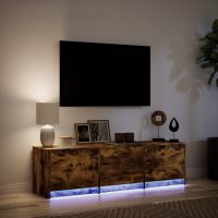 vidaXL Tv-bänk med LEDs rökfärgad ek 140x34x40 cm konstruerat trä - Bild 5