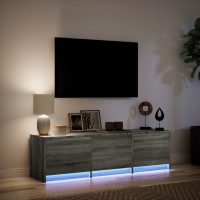 vidaXL Tv-bänk med LEDs grå sonoma 140x34x40 cm konstruerat trä - Bild 5