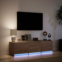 vidaXL Tv-bänk med LEDs brun ek 140x34x40 cm konstruerat trä - Bild 5