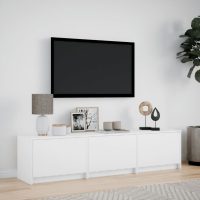 vidaXL Tv-bänk med LEDs vit 165x34x40 cm konstruerat trä - Bild 4