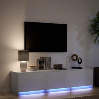 vidaXL Tv-bänk med LEDs vit 165x34x40 cm konstruerat trä - Bild 5