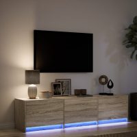 vidaXL Tv-bänk med LEDs sonoma-ek 165x34x40 cm konstruerat trä - Bild 5