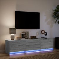 vidaXL Tv-bänk med LEDs grå sonoma 165x34x40 cm konstruerat trä - Bild 5