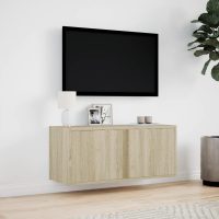 vidaXL Väggmonterad tv-bänk LED sonoma-ek 80x31x35 cm - Bild 4