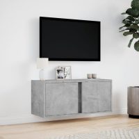 vidaXL Väggmonterad tv-bänk LED betonggrå 80x31x35 cm - Bild 4