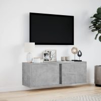 vidaXL Väggmonterad tv-bänk LED betonggrå 100x31x35 cm - Bild 4