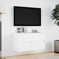 vidaXL Väggmonterad tv-bänk LED 2 st vit 41x31x45 cm - Bild 4