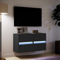 vidaXL Väggmonterad tv-bänk LED 2 st svart 41x31x45 cm - Bild 5