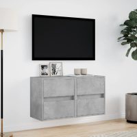 vidaXL Väggmonterad tv-bänk LED 2 st betonggrå 41x31x45 cm - Bild 4