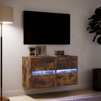 vidaXL Väggmonterad tv-bänk LED 2 st rökfärgad ek 41x31x45 cm - Bild 5