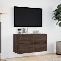 vidaXL Väggmonterad tv-bänk LED 2 st brun ek 41x31x45 cm - Bild 4