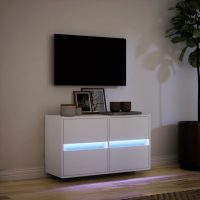 vidaXL Väggmonterad tv-bänk LEDs vit 80x31x45 cm - Bild 5