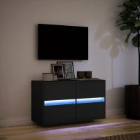 vidaXL Väggmonterad tv-bänk LEDs svart 80x31x45 cm - Bild 5