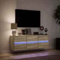 vidaXL Väggmonterad tv-bänk LEDs sonoma-ek 130x31x45 cm - Bild 5