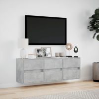 vidaXL Väggmonterad tv-bänk LED betonggrå 130x31x45 cm - Bild 4