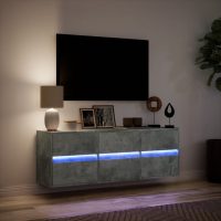 vidaXL Väggmonterad tv-bänk LED betonggrå 130x31x45 cm - Bild 5