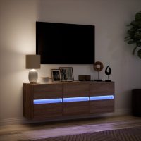 vidaXL Väggmonterad tv-bänk LED brun ek 130x31x45 cm - Bild 5