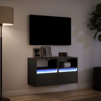 vidaXL Väggmonterad tv-bänk LED 2 st svart 41x31x45 cm - Bild 5