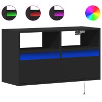 vidaXL Väggmonterad tv-bänk LEDs svart 80x31x45 cm - Bild 2