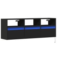 vidaXL Väggmonterad tv-bänk LEDs svart 130x31x45 cm - Bild 3