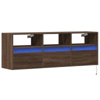 vidaXL Väggmonterad tv-bänk LED brun ek 130x31x45 cm - Bild 3