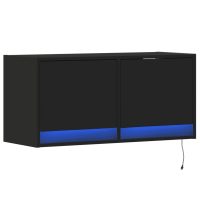 vidaXL Väggmonterad tv-bänk LED svart 80x31x35 cm - Bild 3