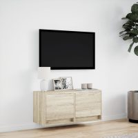 vidaXL Väggmonterad tv-bänk LED sonoma-ek 80x31x35 cm - Bild 4