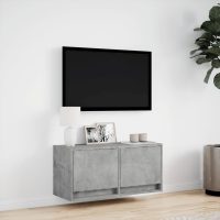 vidaXL Väggmonterad tv-bänk LED betonggrå 80x31x35 cm - Bild 4