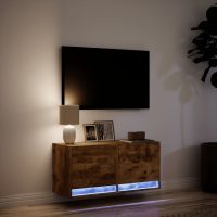 vidaXL Väggmonterad tv-bänk LED rökfärgad ek 80x31x35 cm - Bild 5