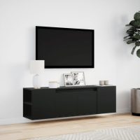 vidaXL Väggmonterad tv-bänk LEDs svart 135x31x39,5 cm - Bild 4