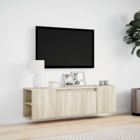 vidaXL Väggmonterad tv-bänk LED sonoma-ek 135x31x39,5 cm - Bild 4