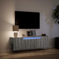 vidaXL Väggmonterad tv-bänk LED grå sonoma 135x31x39,5 cm - Bild 5