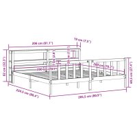 vidaXL Sängram med huvudgavel vaxbrun 200x200 cm massiv furu - Bild 12