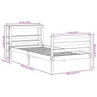 vidaXL Sängram utan madrass vit 75x190 cm massiv furu - Bild 12