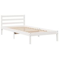 vidaXL Sängram utan madrass vit 75x190 cm massiv furu - Bild 7