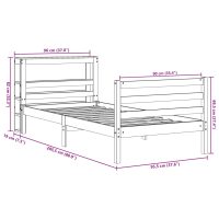 vidaXL Sängram utan madrass vaxad brun 90x200 cm massiv furu - Bild 12