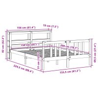 vidaXL Sängram med huvudgavel 150x200 cm massiv furu - Bild 12