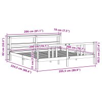 vidaXL Sängram med huvudgavel vit 200x200 cm massiv furu - Bild 12