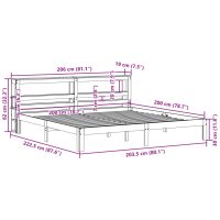 vidaXL Sängram med huvudgavel vit 200x200 cm massiv furu - Bild 11