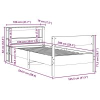 vidaXL Sängram utan madrass vaxbrun 100x200 cm massiv furu - Bild 12